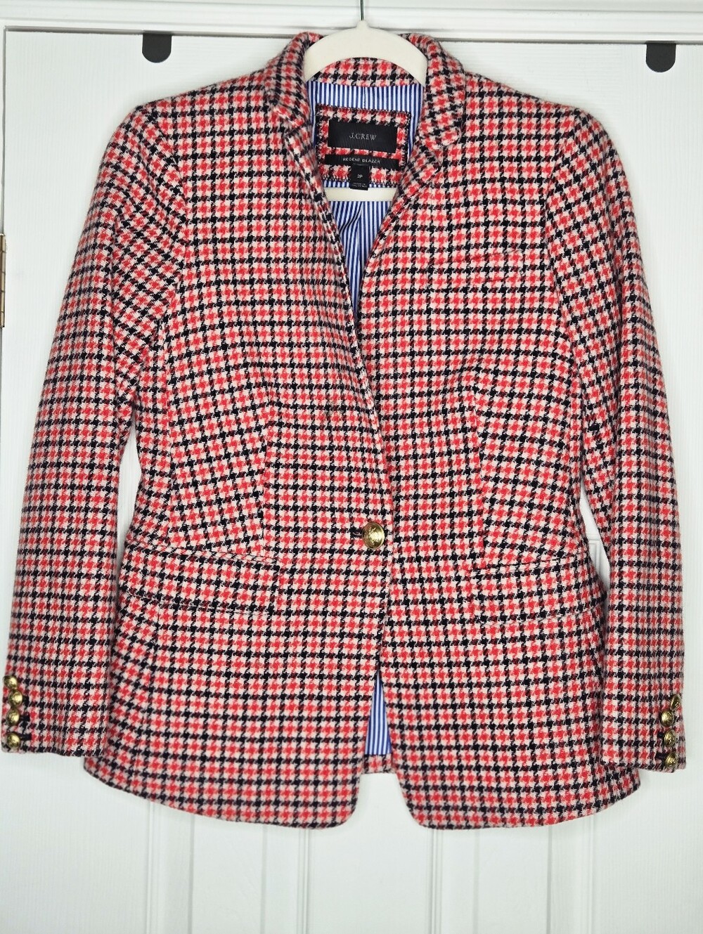 J.Crew Regent Houndstooth Structured Tweed Wool Blazer , Academia ,Preppy